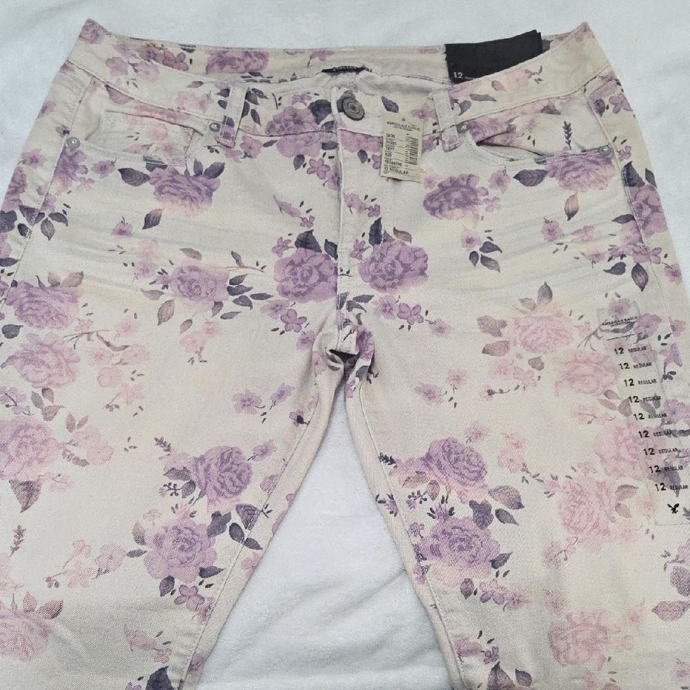 American Eagle Outfitters Purple Floral Skinny Jeans
